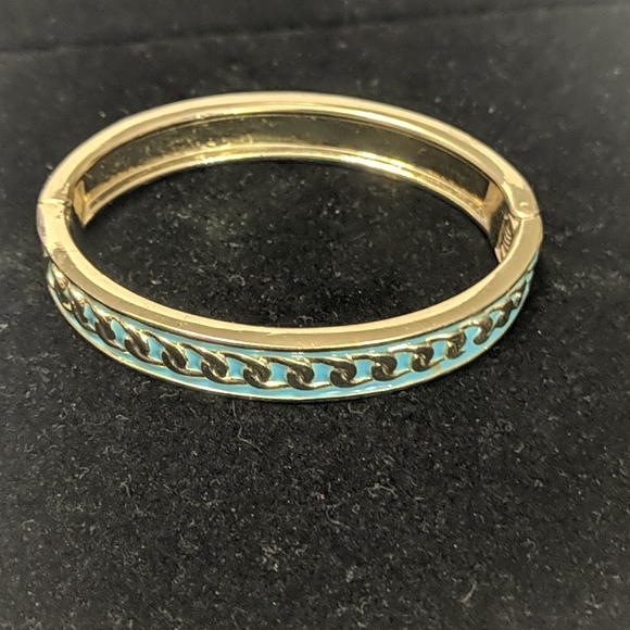 Gold & Turquoise colored Enamel Bracelet - Picture 3 of 5